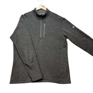Kuhl Pullover Men XL Charcoal Gray Long Sleeve 1/4 Zip Wool Blend Fleece Sweater